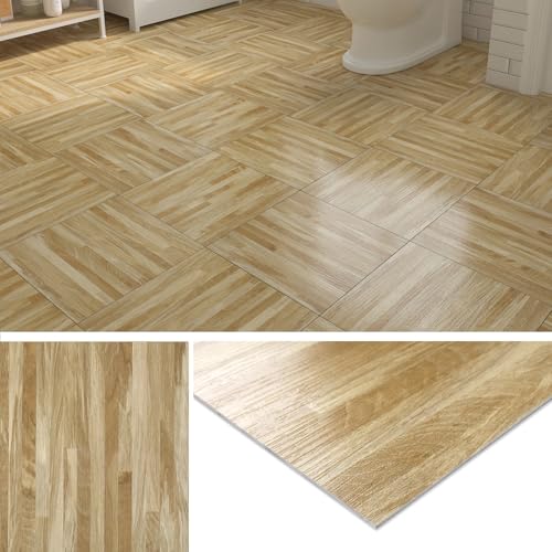 Livelynine Dalle PVC Adhesive Sol Bois 30x30CM Lino Sol Adhesif pour Cuisine Carrelage Adhésif Sols Salle de Bain Parquet Adhésif Sols PVC Effet Planche de Bois Clair Chambre WC, 4 Dalles