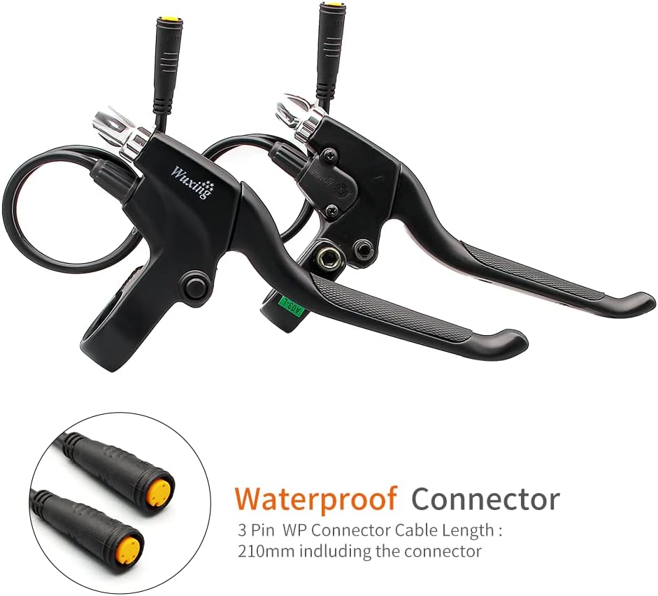 E-Bike Brake Lever WUXING 115PDD, Brake Grips for Electric Bike or E Scooter,Ebike Accessories Cut Off Power When Brakes Ebike Parts (Waterproof Plug)