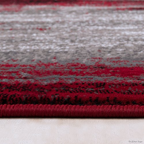 Allstar 8X10 Red And Grey Modern And Contemporary Rectangular Accent Rug With Charcoal Grey Abstract Brush Stroke Design (7' 9" X 9' 8") #TOP6