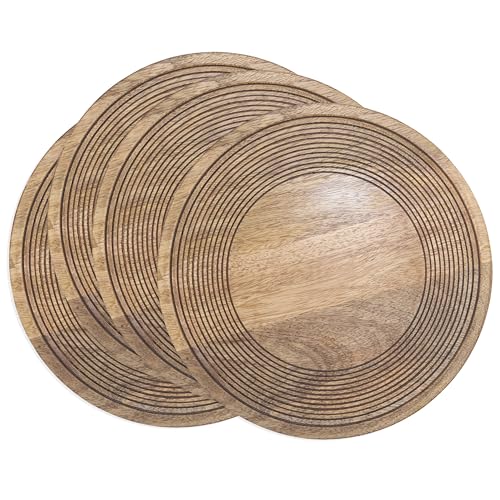 Set de 4 Platos Decorativos de Madera SARO LIFESTYLE miniatura 3