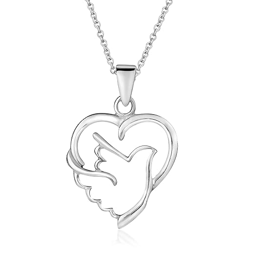 AeraVida Holy Spirit Dove of Love and Peace .925 Sterling Silver Pendant Necklace | Bird Necklace Women Jewelry | Gift for HER