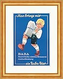 baby nuckelflasche bierkrug  Biller Antik Man bringe Mir EIN Baba Bier Aschaffenburg Bayern 1910 Plakatwelt 164 Gerahmt