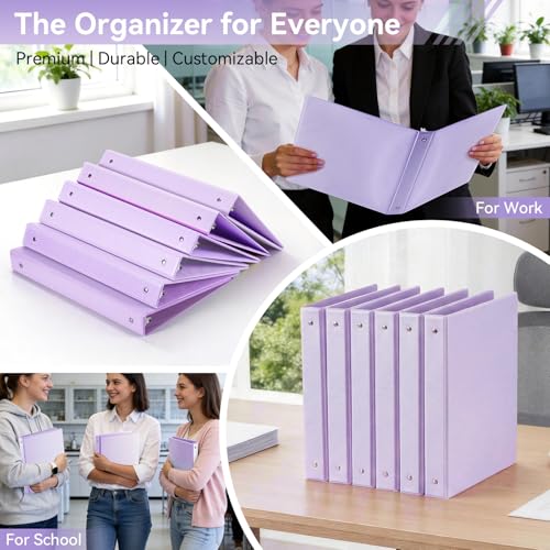 Image of SUIN 1 Inch 3 Ring Binder, Clear 1'' View Presentation Binders with 2 Pockets, Fits 8.5 x 11 Letter Size, Durable Polypropylene, Non-Stick & PVC-Free for School, Office & Home (Brushed Lavender)