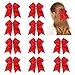 CN Girls Cheerleader Hair Bow with Ponytail Holder for Cheerleading Girl Red Pack of 10