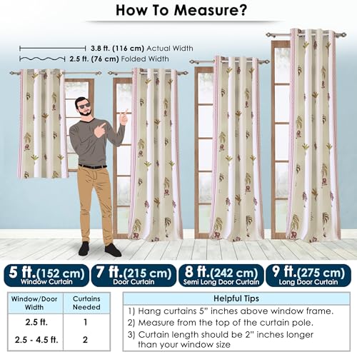 Image of Story@Home Combo Curtains of Cotton & Sheer | Semi Long Door Curtain 8 Feet Long Set of 3, Semi Long Door Light Filtering Layered & Sheer Curtain | Combo Panels, 116 X 242 Cm | White & Maroon /Mustard
