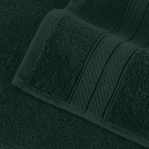 Image of Elegant Comfort Three Line Popcorn Towel Set for Bathroom 27 x 54 inches, Premium Hotel Quality 2-Pack Bath Towels, 100% Turkish Cotton, Soft and Durable, Quick Dry and Highly Absorbent, Forest Green
