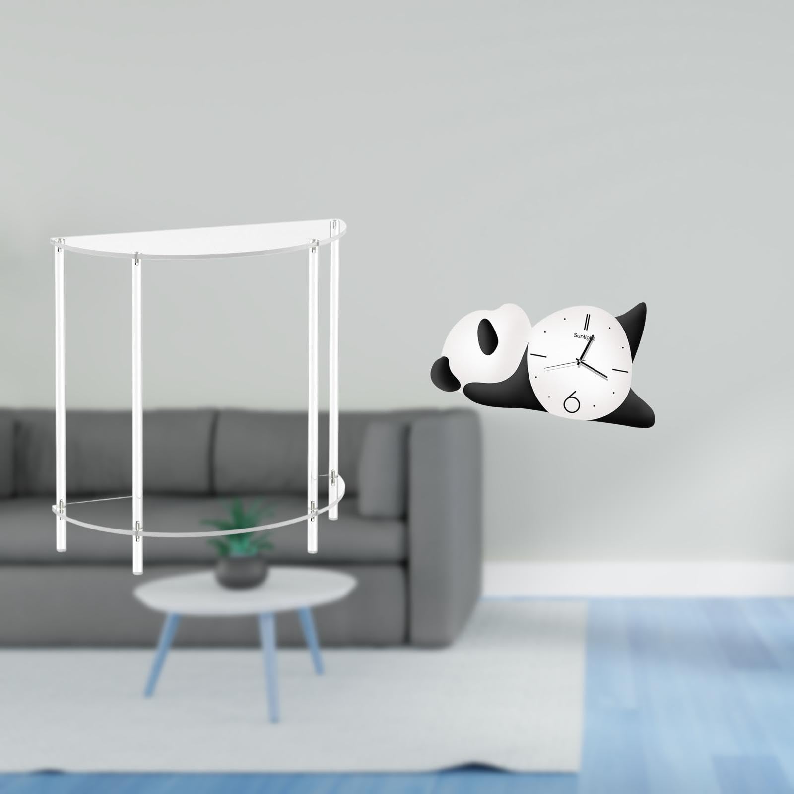 acrylic panda accent table with modern cute shape for small space living room decor practical sturdy nightstand wall clock