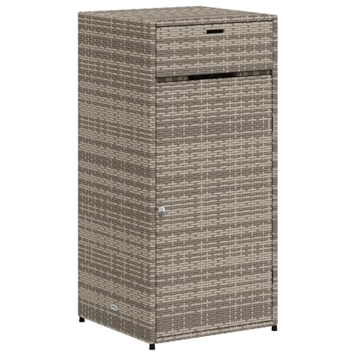 vidaXL Grey Garden Storage Cabinet with Poly Rattan Material - Durable Outdoor Box Cupboard for Furniture Cushions & Gardening Supplies