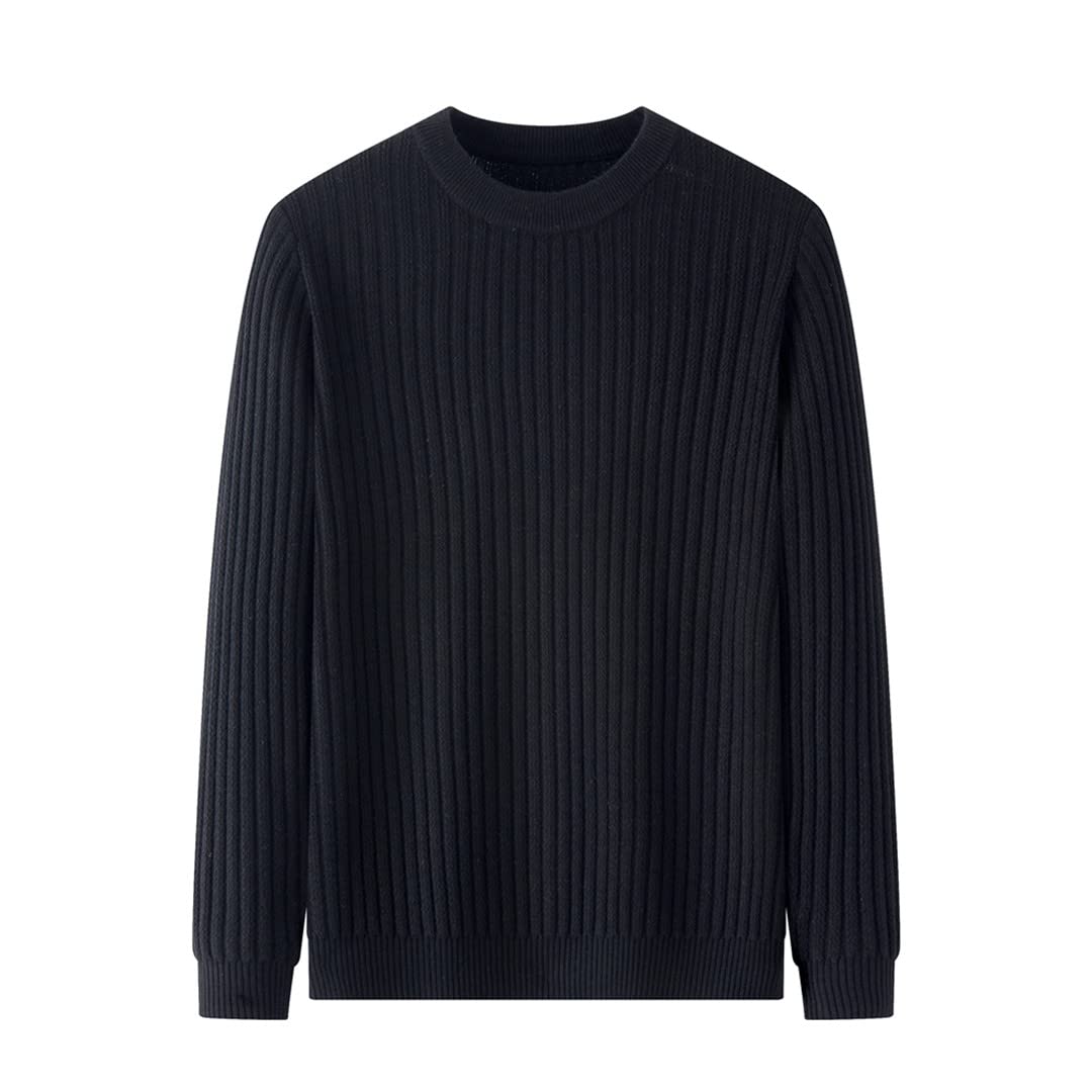 Uomini O-Collo A Righe Maglione Uomo Abbigliamento Autunno Inverno Caldo Pullover Lana Maglieria, Nero , S