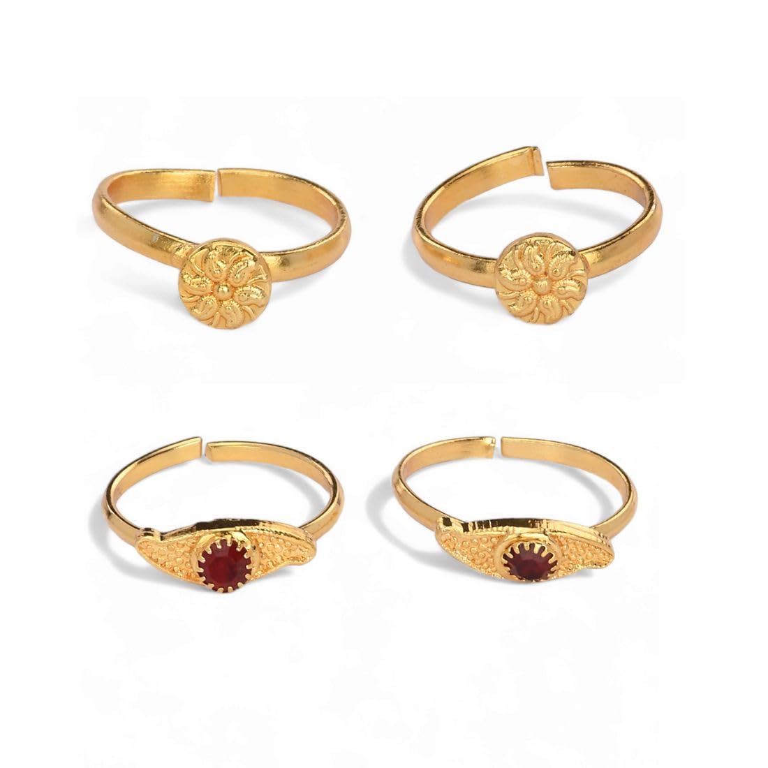 aanyacentric Set of 2 Pair Toe Rings Adjustable Trendy & Fashionable Accessories-picture-36