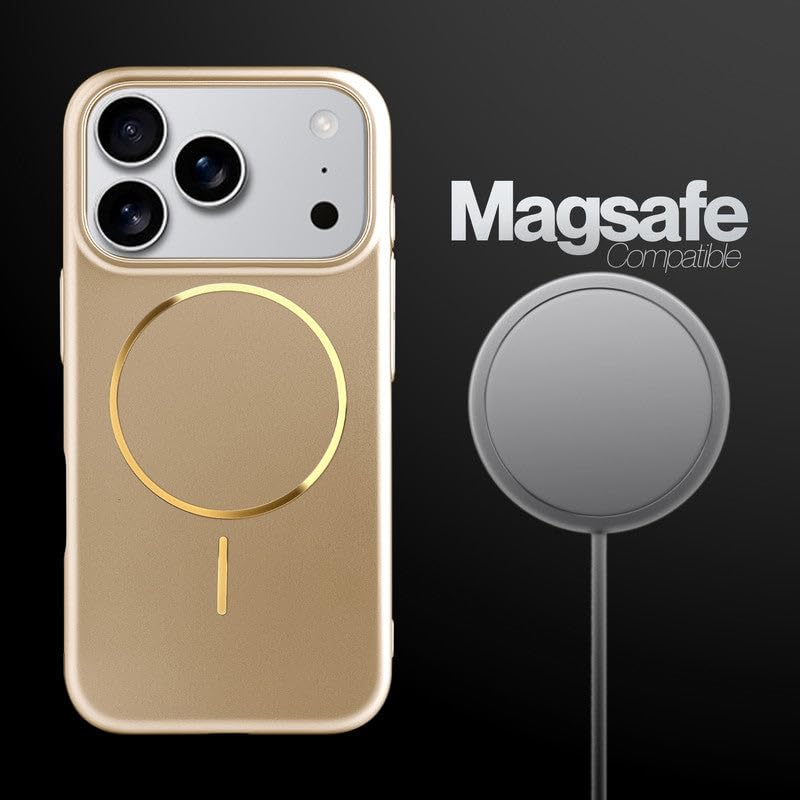Image of AIBEX Ultra-Thin Mag-Saf Back Cover Case Compatible with iPhone 17 Pro| Slim Fit Scratch-Resistant Matte | Magnetic Wireless Charging | Microfibre Lining | Camera Protection (PC Material) - Gold
