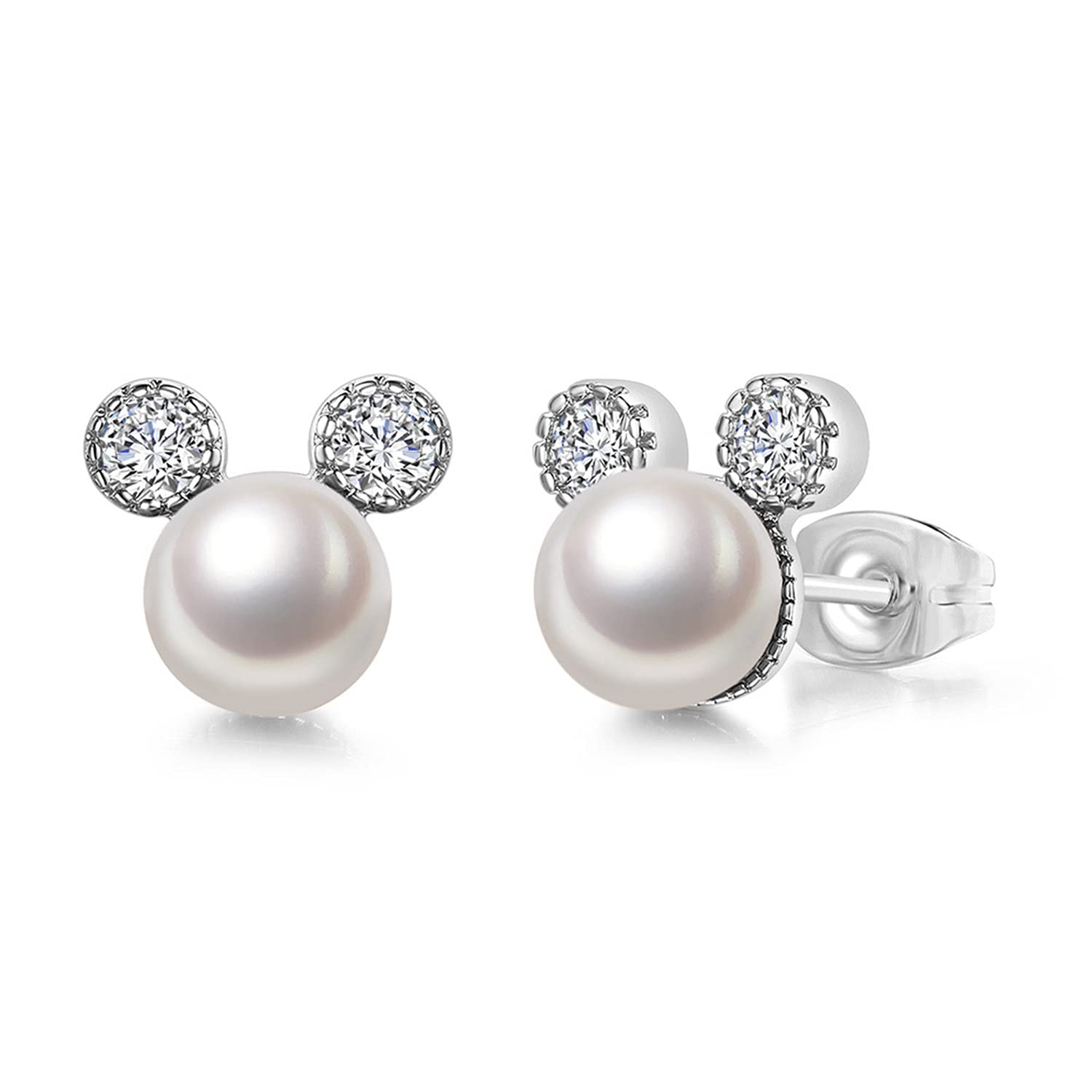 Orecchini A Perno A Forma Di Topo In Argento 925 Con Zirconi - Gioiello Delicato Ipoallergenico, Regalo Originale Per Donna - 3