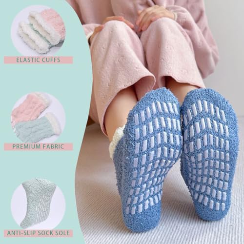 Image of Tergy 6 /20 Pairs Fuzzy Socks Soft Cozy Fluffy Warm Winter Sleep Plush Bed Microfiber Slipper Fleece Socks for Women