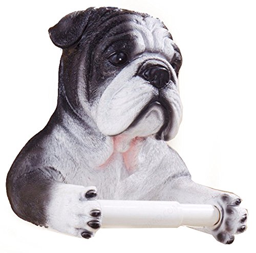 Animal End Wall Mounted Single Toilet Paper Roll Holder Dispenser, Dog