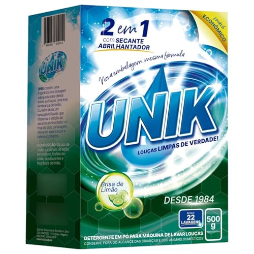 Detergente 2 em 1 Secante Abrilhantador Brisa de Limão Lava Louças 500g Unik