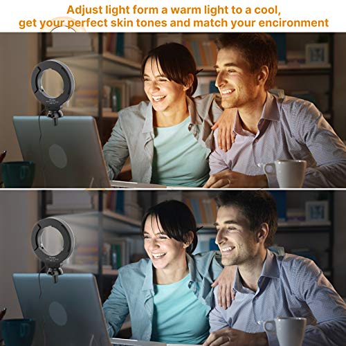 Laptop Selfie Light for Video Conference - 4\" Webcam Conferencing Clip on Lighting, 3200K-6500K Dimmable Led Ring Lights for Remote Work/Zoom Calls/Self Broadcasting/Live Streaming/YouTube/TikTok