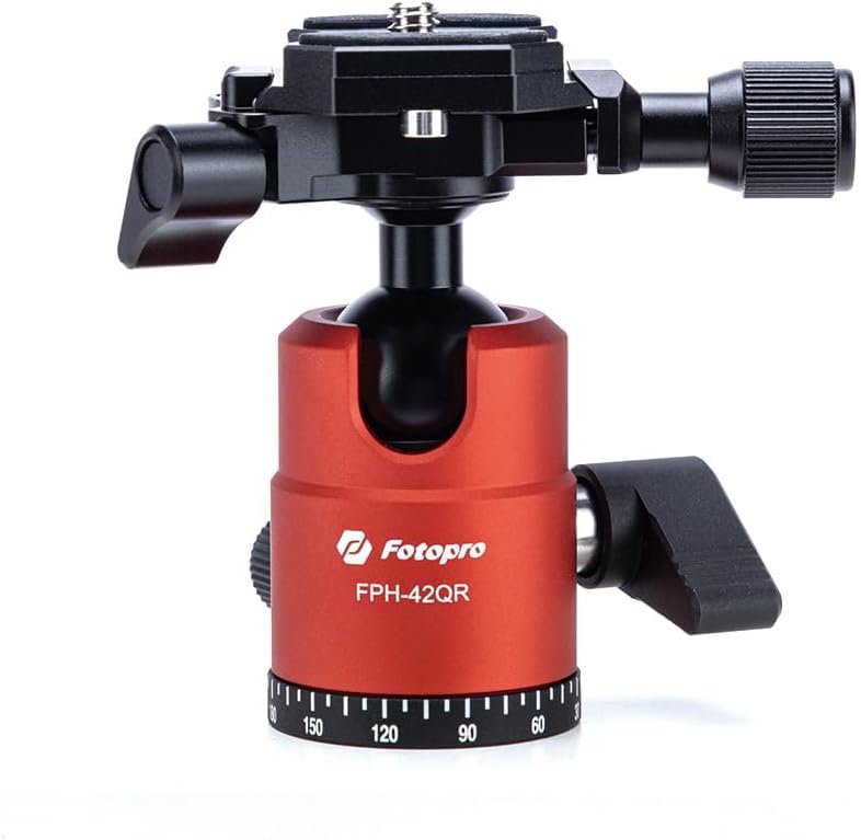 Fotopro 25mm Ball Head for Tripod 1/4" Quick Release Plate 360 Degree Rotating Panoramic Ball Head for Camera Tripod Monopod 42QR Ball Head (Orange)