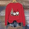 KUIH Christmas Sweatshirt Women Christmas Gnomes Printed Jumpers Oversized Xmas Tops Shirts Crewneck Pullover Long Sleeve Tops Loose Fit Sweaters Festival Holiday Fashion Outfits Red #2