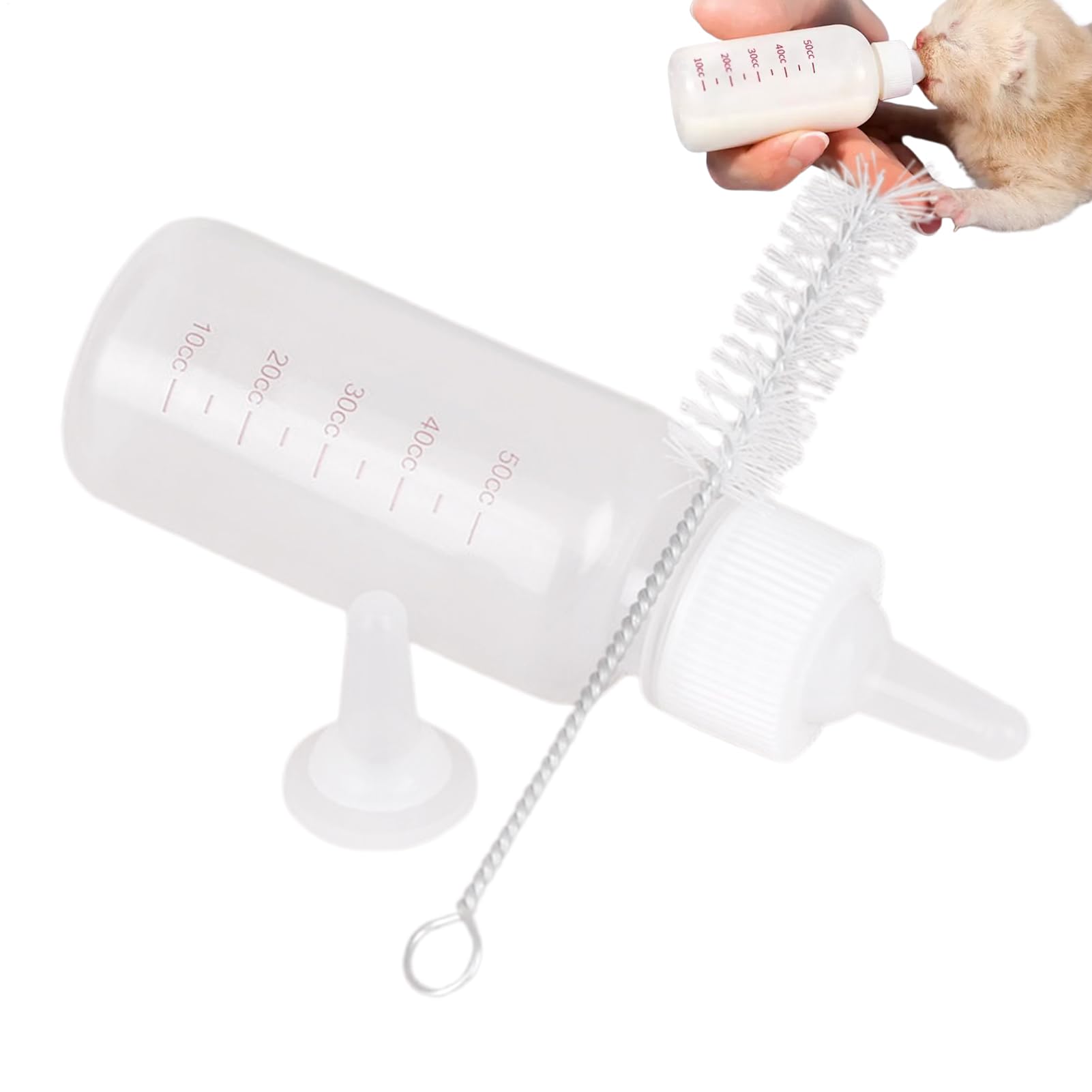 Biberón para Cachorros Botella De Agua Portátil Antiderrames De Pequeños | Set Biberón Mini Para Perros 50 ml , Ardillas, Hurones, Mapaches, Hámsteres, Viajes, Lactancia Y Clíni