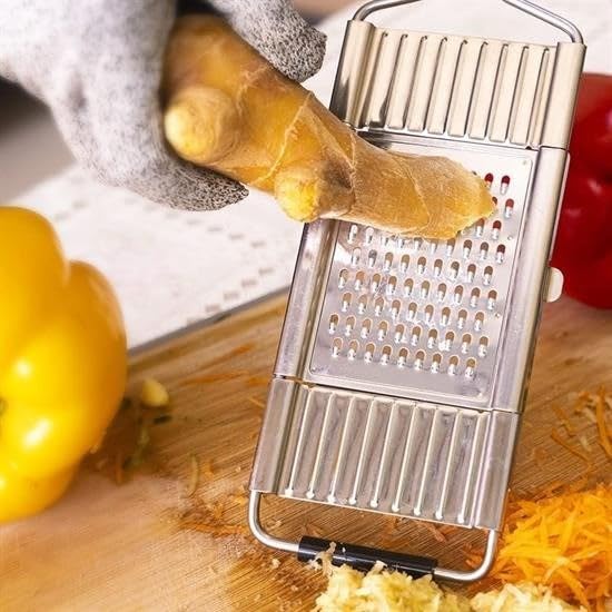 GüncelÇarşı Ayarlanabilir 3 Farklı Başlıklı Tutmalı Sebze Dilimleyici Peynir Rendeleyici Aparat, Metal Sağlam Rende