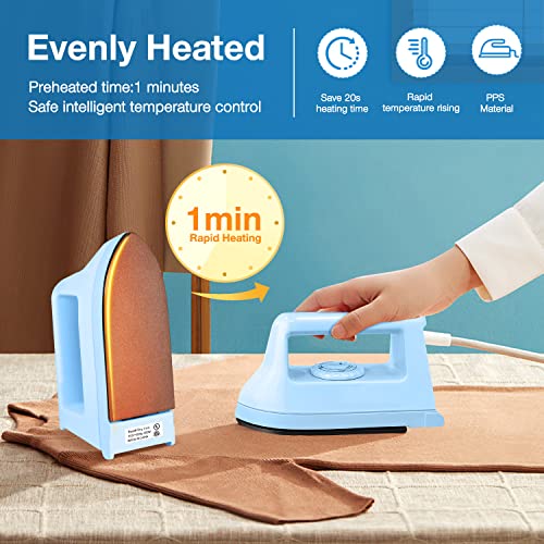 image for Hommtina Mini Iron for Clothes, Travel Iron Small Electric Heat Press 