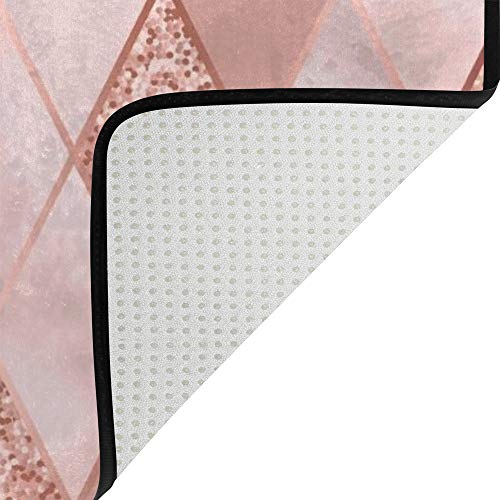 Tapis géométrique effet marbre rose losanges de haute finition - 5