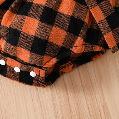 YHEGHT Infant Girls Long Sleeve Ribbed Tops T Shirt Plaid Prints Suspenders Shorts Headbands Outfits