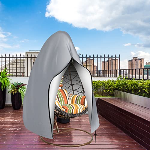 Teynewer Patio Hanging Egg Chair Cover, Outdoor Single Seat Cocoon Swing Egg Chair Veranda Garden Large Cover - Image 2