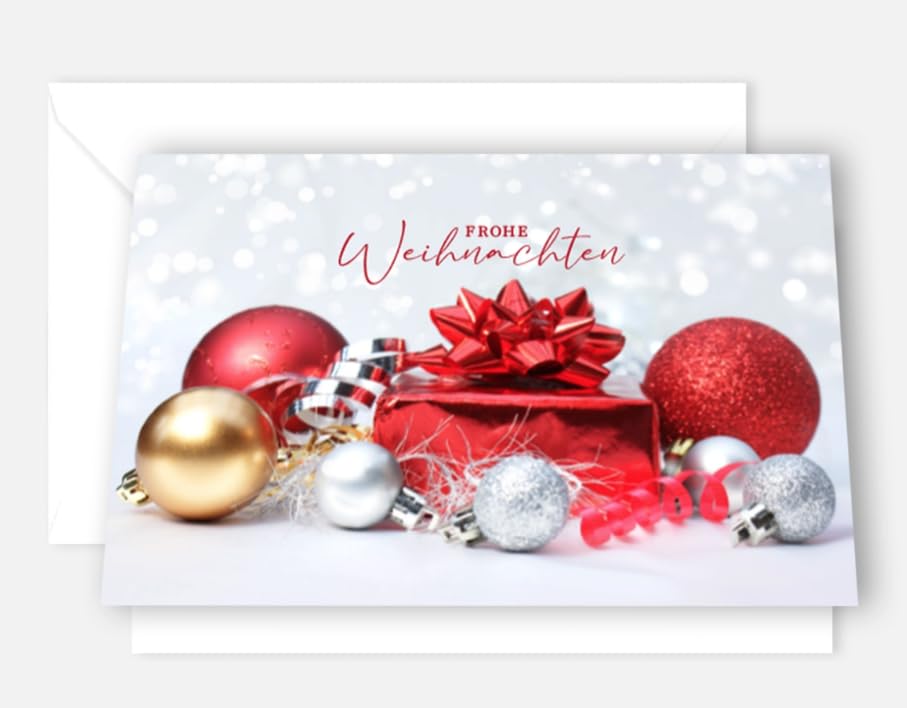 Cartes de Noël pour entreprises pliables de 12 x 18 cm avec enveloppe