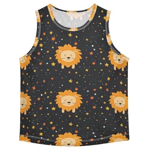 Boys Tank Top Shirts Cartoon Lion Stars Sleeveless T-Shirts Crew Neck for Kids Clothing Children