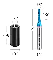 Vista 40 de Spiral Router Bit 1/4 Inch Shank Up Cut Spiral Router Bit 2 Flutes HRC55 Solid Carbide Spiral Milling Tool 1/4 Inch Cutting Diameter 3 inch Extra