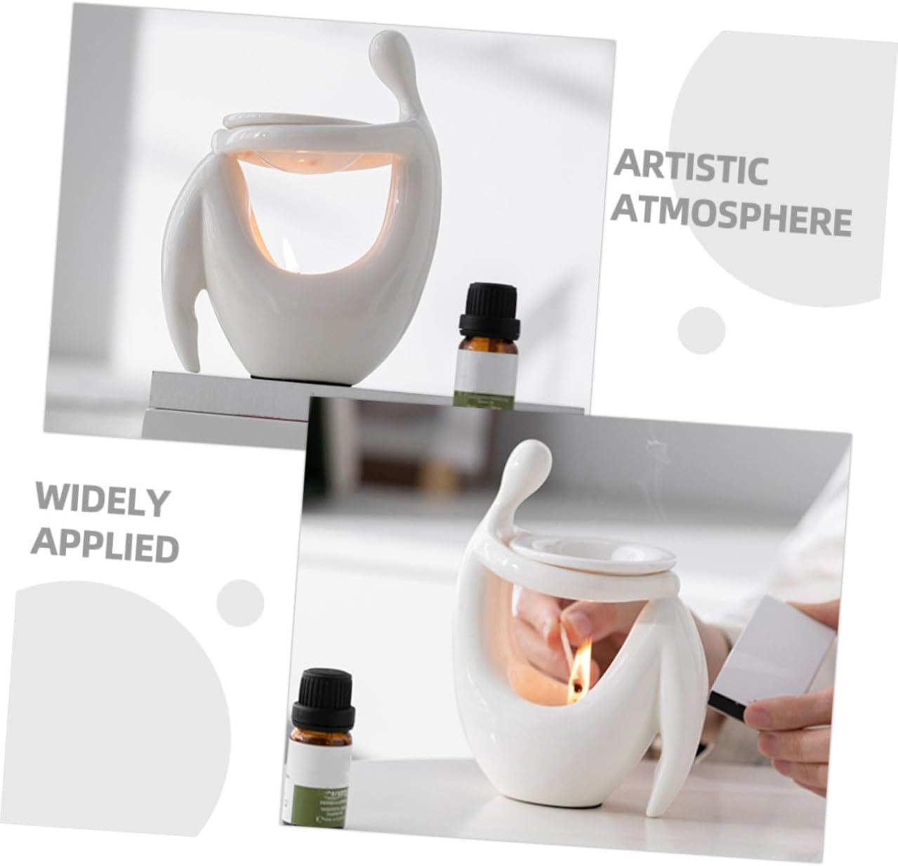 Cabilock Ceramic Incense Burner Essential Oil Burner Table Decoration, 1pcs Aromatherapy Incense Holder for Indoor Bedroom Use, Anti-Dry Burn Fragrance Stove