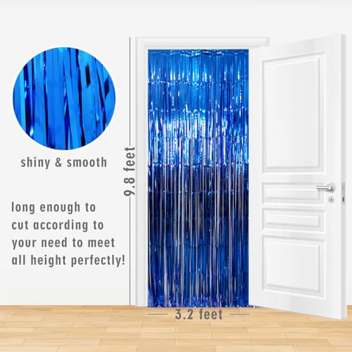 Cortina metálica azul para fondo de fiesta 3.2 ft x 9.8 ft miniatura 6