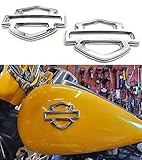 2Pcs Custom Emblems Double Layer Badge Motorcycle 3D Logo Replacement for Harley CVO Tank Emblem (Chrome)