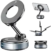 Suporte Magnético 360° para Celular com Ventosa Forte – Ideal para Carro, Mesa, Parede e Vidro | Portátil, Prático e Seguro (Preto) Premium