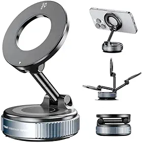 Suporte Magnético 360° para Celular com Ventosa Forte – Ideal para Carro, Mesa, Parede e Vidro | Portátil, Prático e Seguro (Preto) Premium