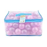 Lightaling 100pcs Pink & Purple Ocean Balls & Pit Balls Soft Plastic Phthalate & BPA Free Crush Proof - Reusable and Durable Storage Mesh Bag with Zipper