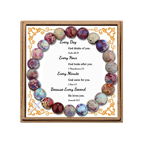 Religious Gifts For Women Natural Stone Cross Bracelet For Her Catholic Beaded Bracelets For Women Healing Crystal Jewelry For Girls Birthday Gift Ideas Anniversary Easter Christian Gift For Women #TOP27