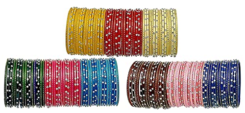 Image of NMII Glass with Plain and Glossy Finished Bangle Set For Women and Girls