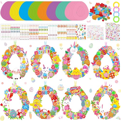 Couronnes de Pâques à faire soi-même : kit créatif en papier avec autocollants enfants