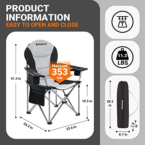 KingCamp Folding Portable Camping Chairs KC2008_BLACK/MEDIUMGREY-US の商品画像 2