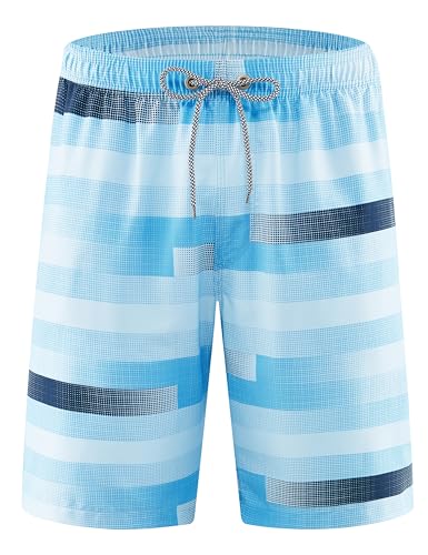 APTRO Men's Swim Trunks 9" Quick Dry Bathing Suit Big & Tall Beach Swimsuits #371 Stripes Blue M