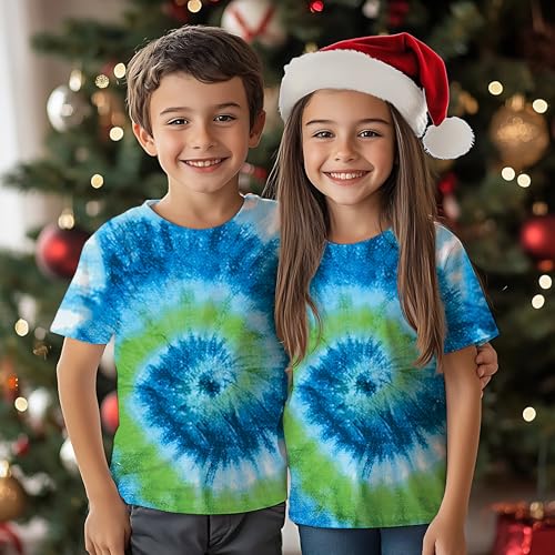 Image of Kids Tie Dye Shirt for Boys Girls Children Tie-Dye Hippes Tshirt Short Sleeve Tee Shirt for Todder