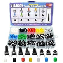 500pcs Tactile Push Button Switch Set, 8 Values 6x6mm Momentary Tact Switches with 7 Color Button Caps, for Electronics, PCB Prototyping, DIY Projects 500pcs 8-Value