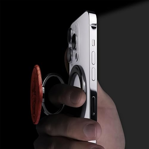 Miniatura 2 de Carveit Soporte magnético ajustable para teléfono con diseño de madera real para accesorios MagSafe, soporte de anillo, gancho de agarre de metal