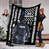 Personalized Police Blanket Officer GiftThin Blue Line Fuzzy Plush Soft Micro Fleece Sherpa Blanket...
