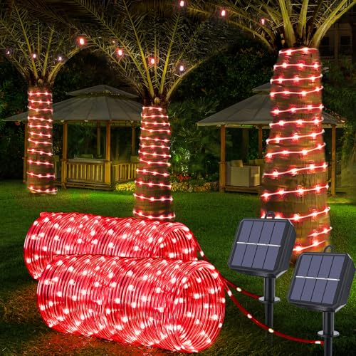 Solar Rope Lights, 2 Packs Total 132ft 400LED Solar String