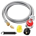 5 Feet 0-30 PSI Adjustable High Pressure Propane Regulator with Gauge, QCC1 to 3/8" Female Flare with 3/8 Flare x 1/8 MNPT Fitting, for LP Gas Grill, Cooker, Burner, Turkey Fryer, Smoker, Fire Pit