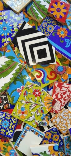 Image of Shiv Kripa Blue Pottery Home Decorative Broken Ceramic Blue Pottery Mexican Tile for Murals and Mosaics, (Pack of 500 Grams) New! Best Deal!