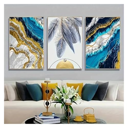 Toile imprimée abstraite avec plumes pour décorer une chambre à coucher - 5
